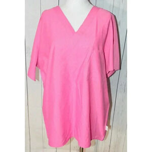 Crest Women's Pink Short Sleeve Scrub Shirt Size L